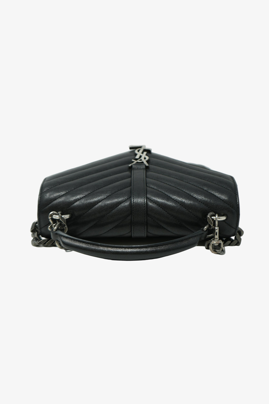 Saint Laurent Black Medium Calfskin Leather Quilted College Handbag