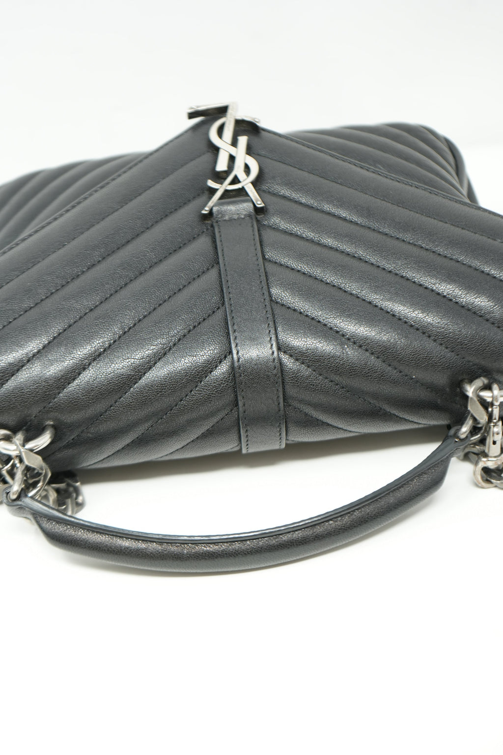 Saint Laurent Black Medium Calfskin Leather Quilted College Handbag