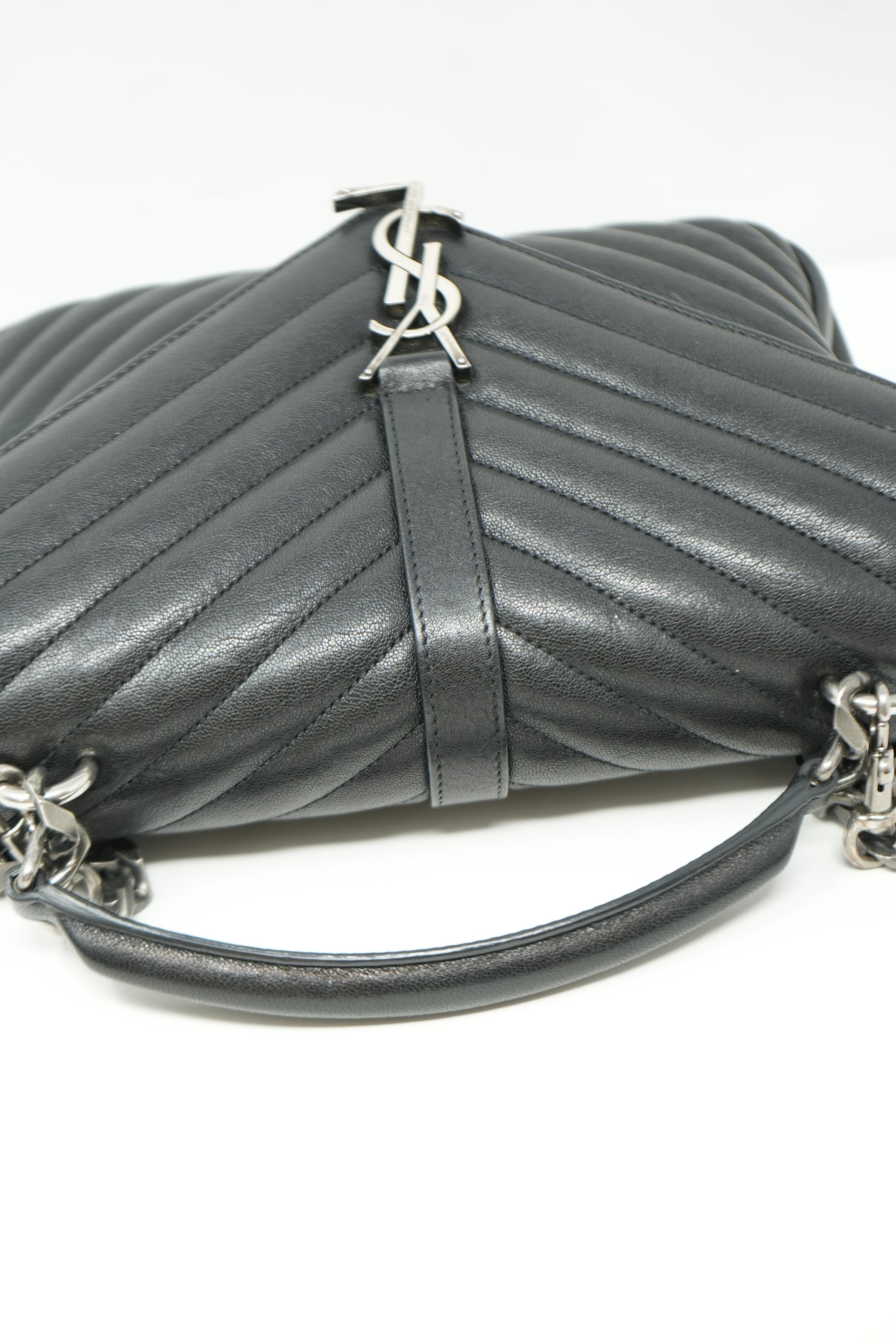 Saint Laurent Black Medium Calfskin Leather Quilted College Handbag