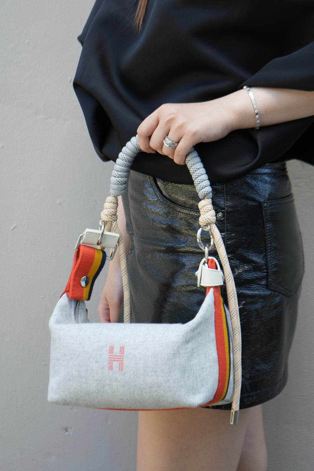 Hermès Grey/Orange Small Canvas Bride-A-Brac Rocabar Bag