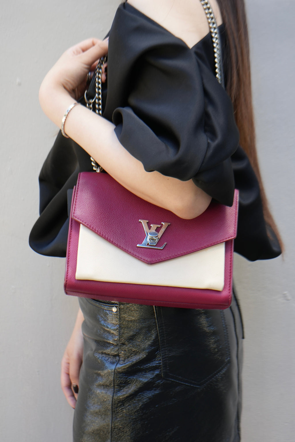 Louis Vuitton 2018 Red Calfskin Leather Medium Mylockme Chain Bag