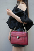 BVLGARI Red Leather Medium Serpenti Forever Shoulder Bag
