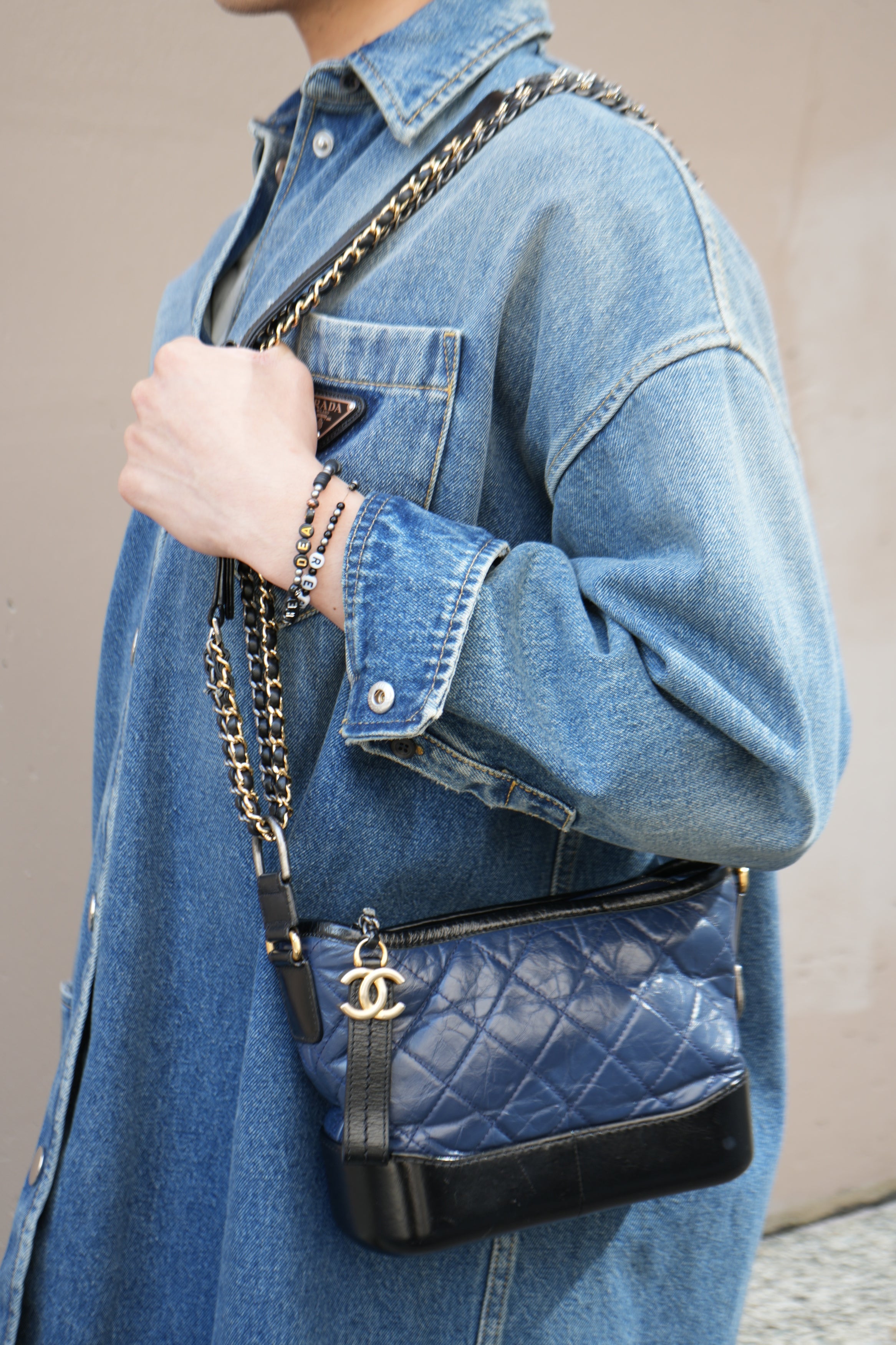 Pre-owned Chanel 2017 Small Navy/Black Gabrielle Hobo Bag