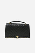 Pre-Owned Chanel Chevron Top Handle Lambskin