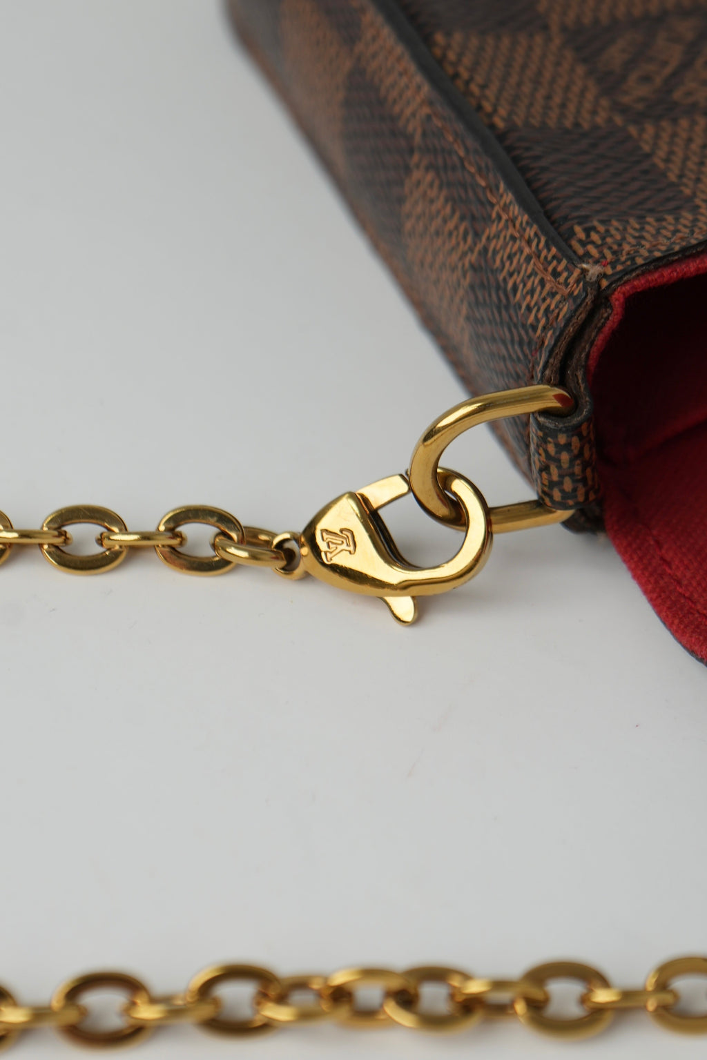 Louis Vuitton 2018 Brown/Red Damier Ebene Canvas Félicie Pochette