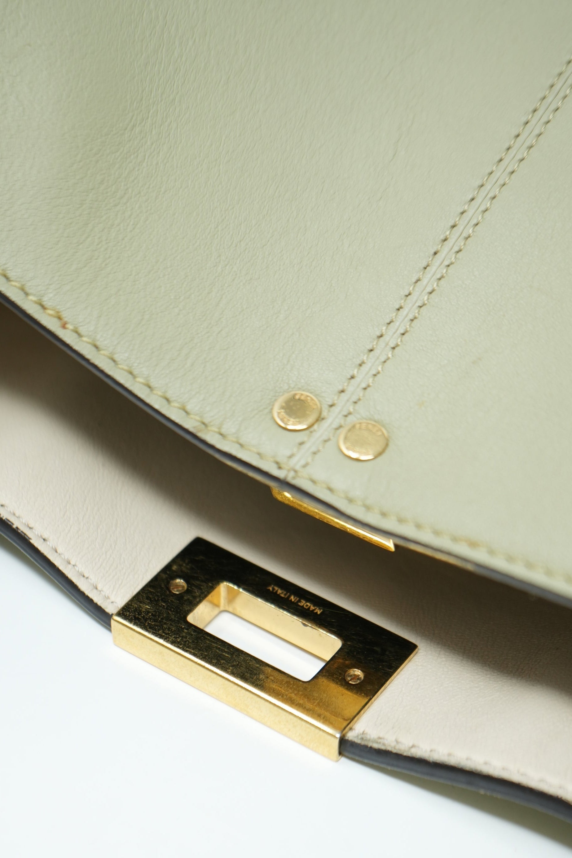 Fendi Vitello Seta Medium Peekaboo X-Lite Mandorlo Bag