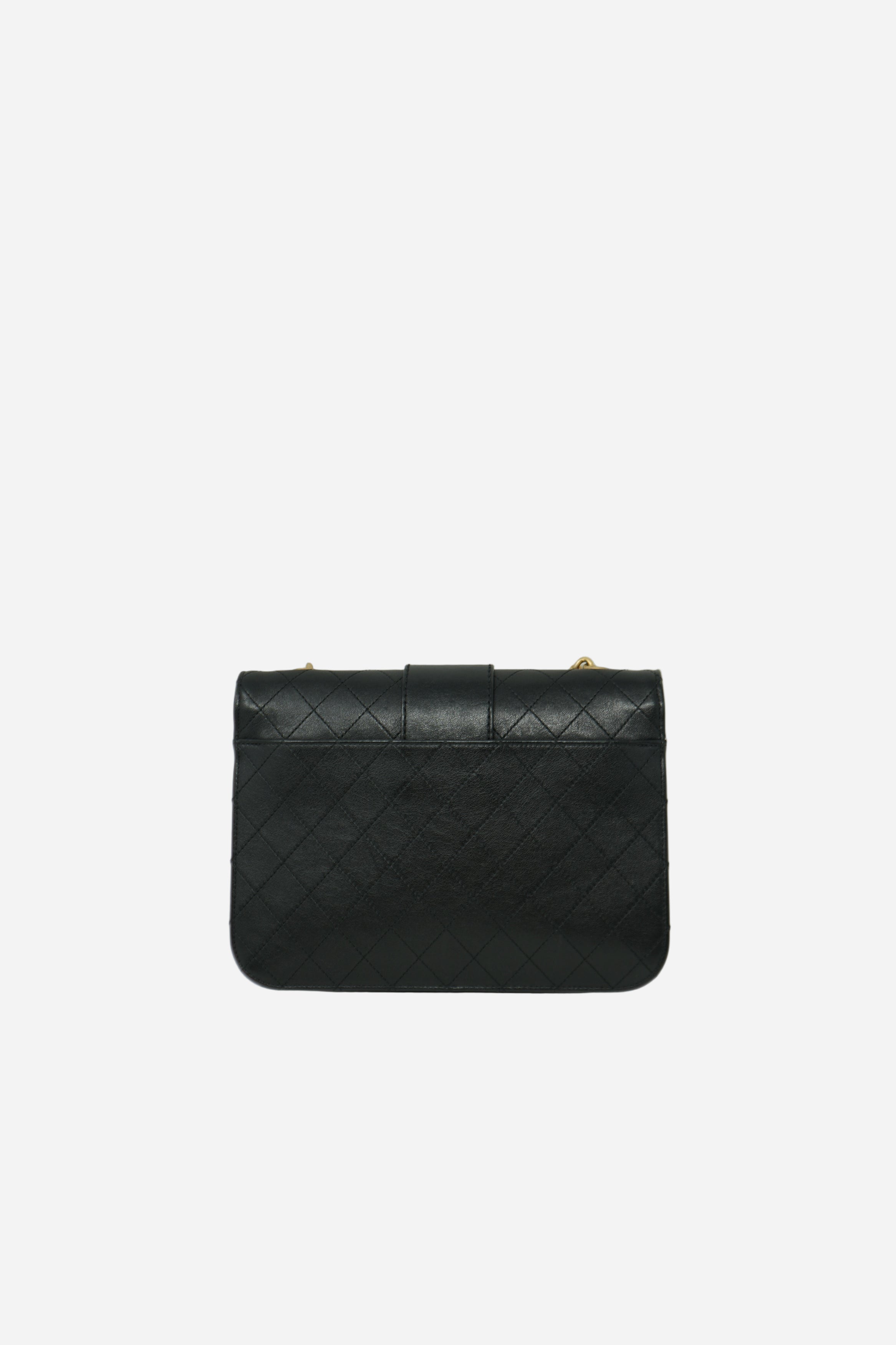 Pre-Owned Chanel 2017–2018 Black Calfskin Front Chain Flap Bag