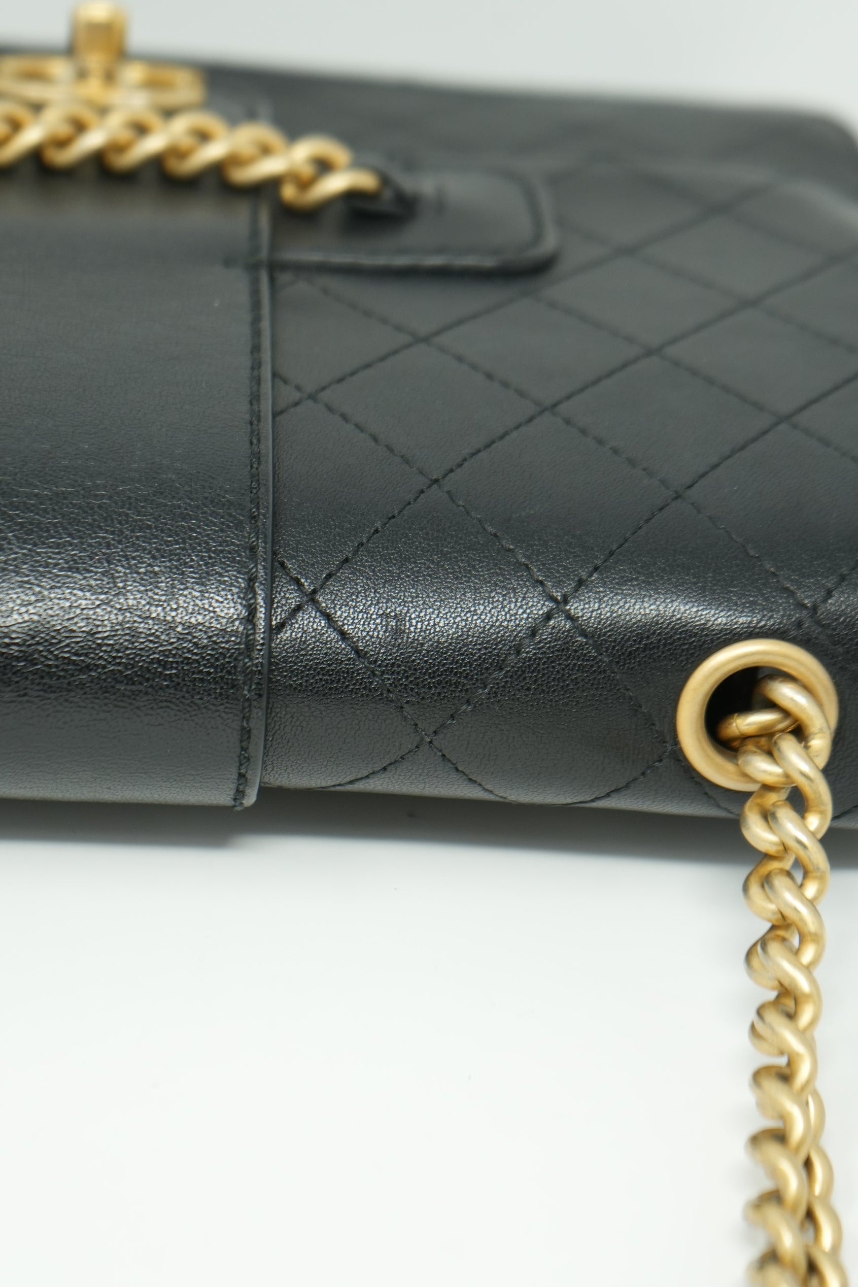 Pre-Owned Chanel 2017–2018 Black Calfskin Front Chain Flap Bag
