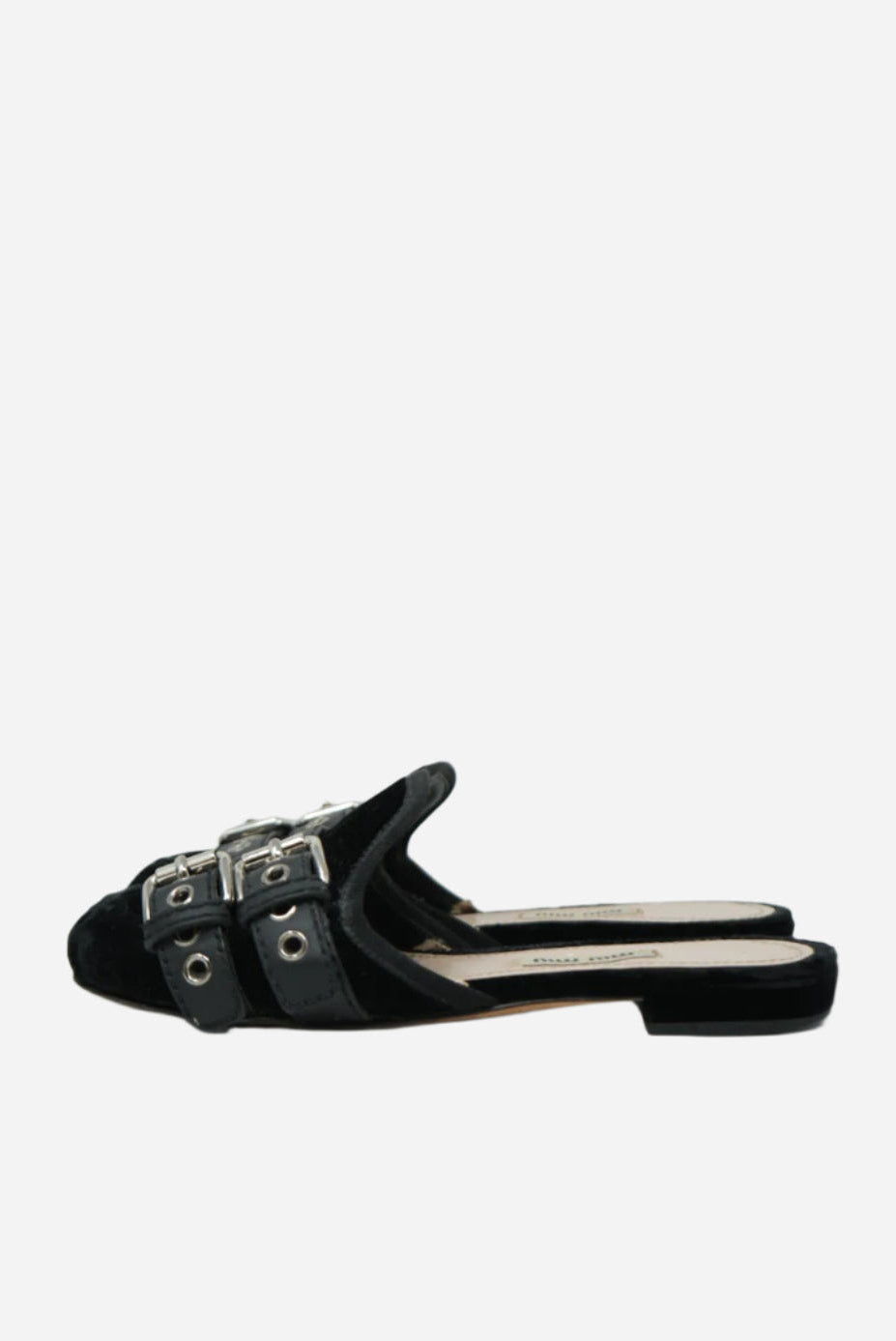 Miu Miu Black Velvet Lace Up Strap Ballet Mules Size 34.5