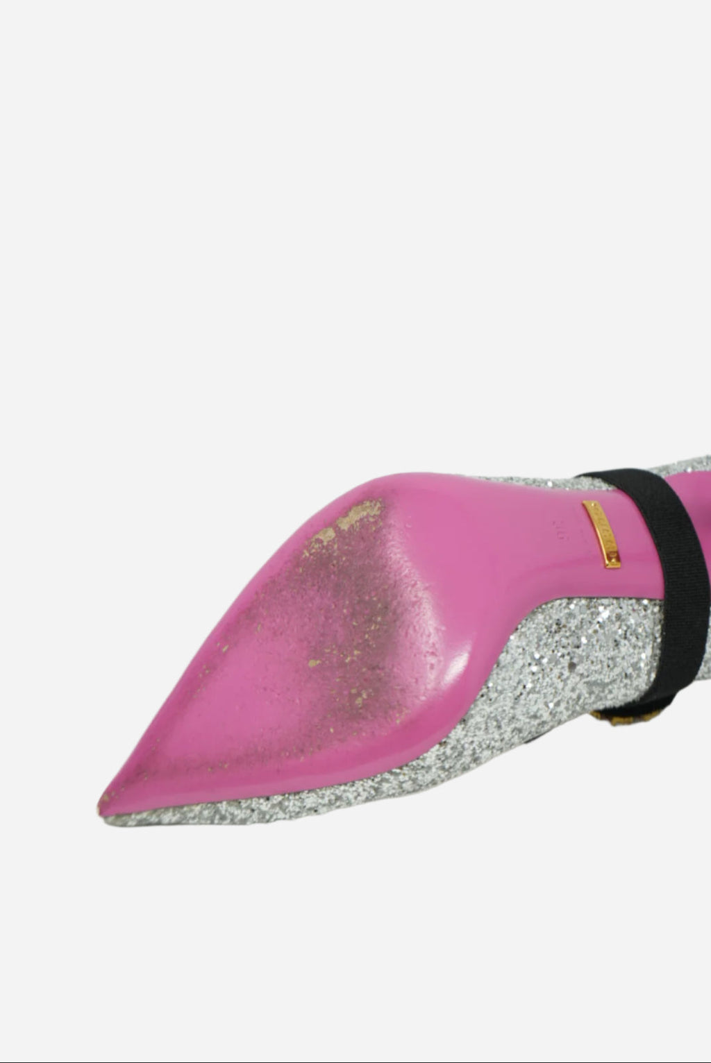 Gucci Glitter Argento Pumps W/removable Heart Crystal Size 36