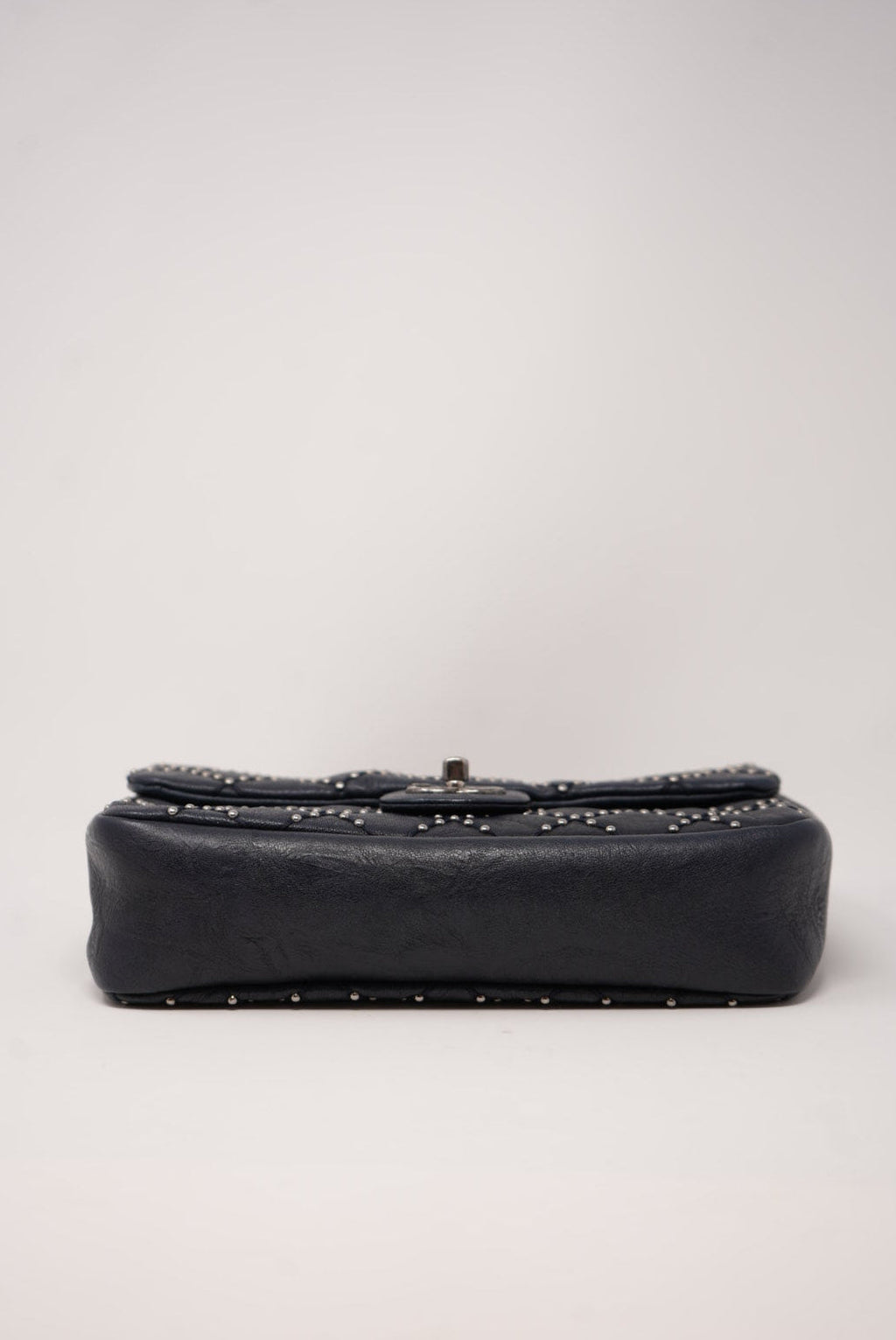 Pre-Owned Chanel 2014 Navy Clafskin Studded Flap Bag