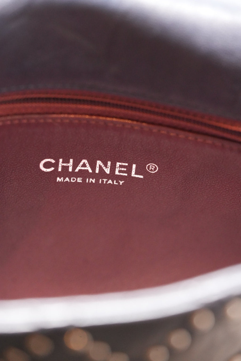 Pre-Owned Chanel 2014 Navy Clafskin Studded Flap Bag