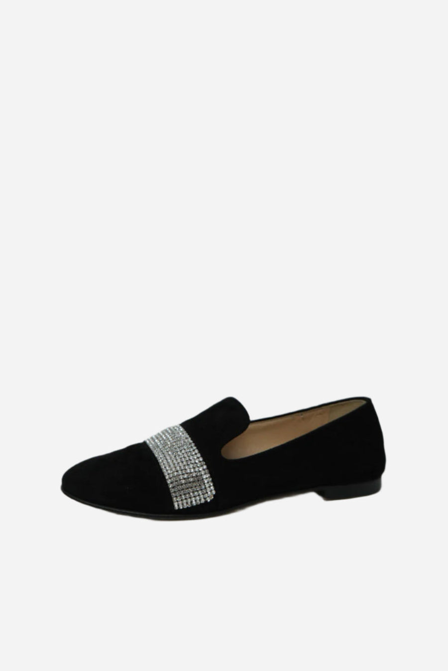 Giuseppe Zanotti Black Velvet Crystal Loafer Size 35