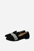 Giuseppe Zanotti Black Velvet Crystal Loafer Size 35