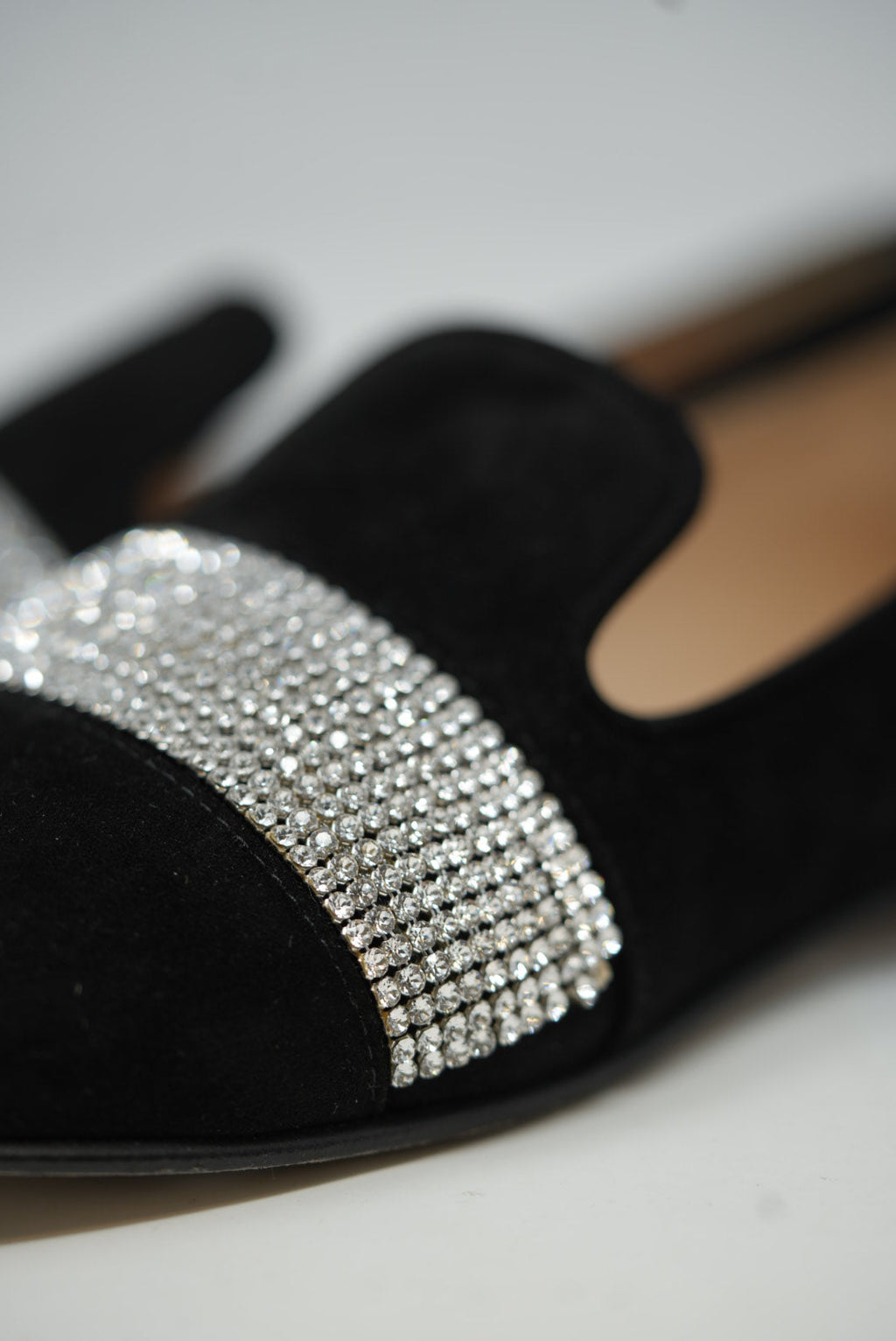 Giuseppe Zanotti Black Velvet Crystal Loafer Size 35