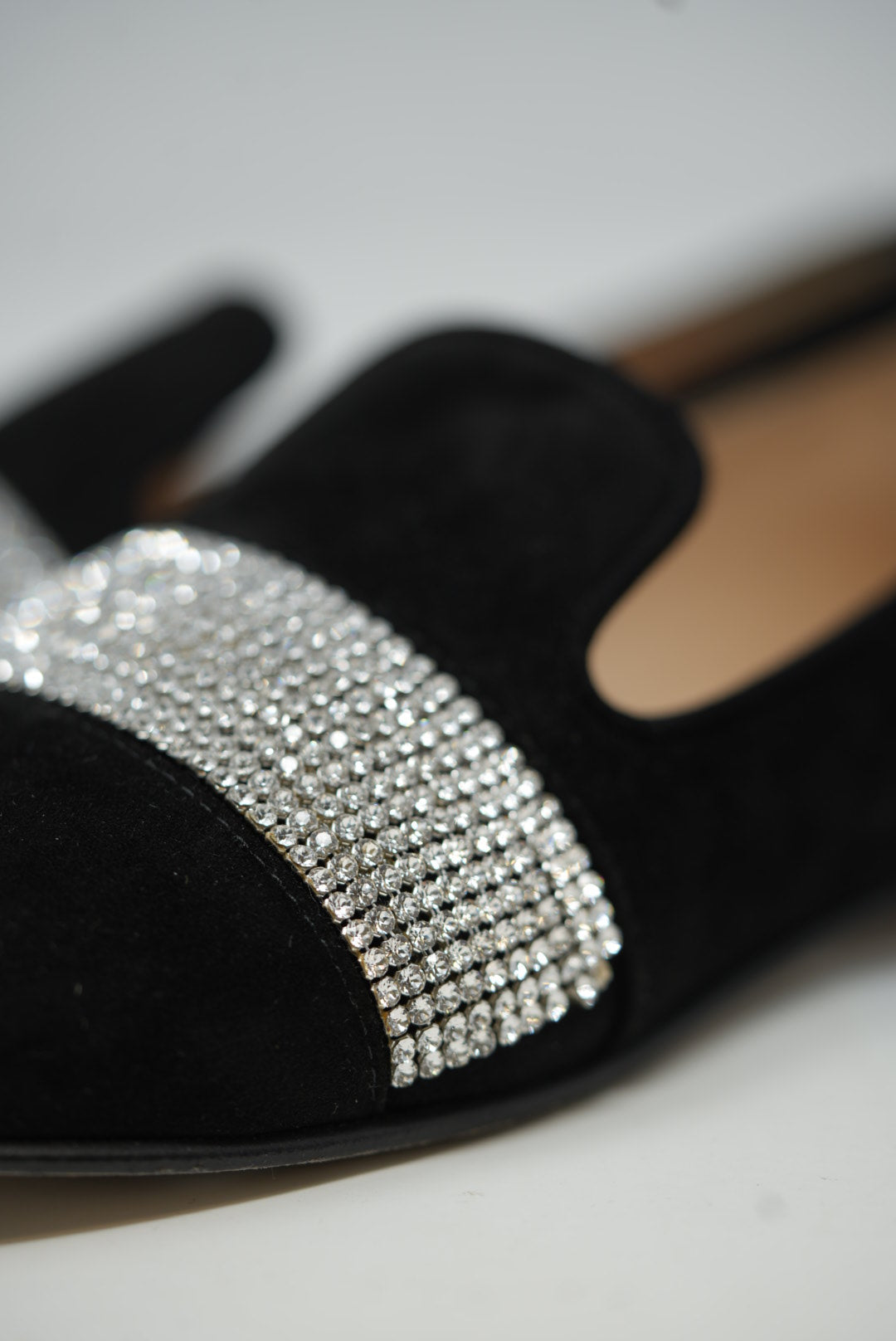 Giuseppe Zanotti Black Velvet Crystal Loafer Size 35