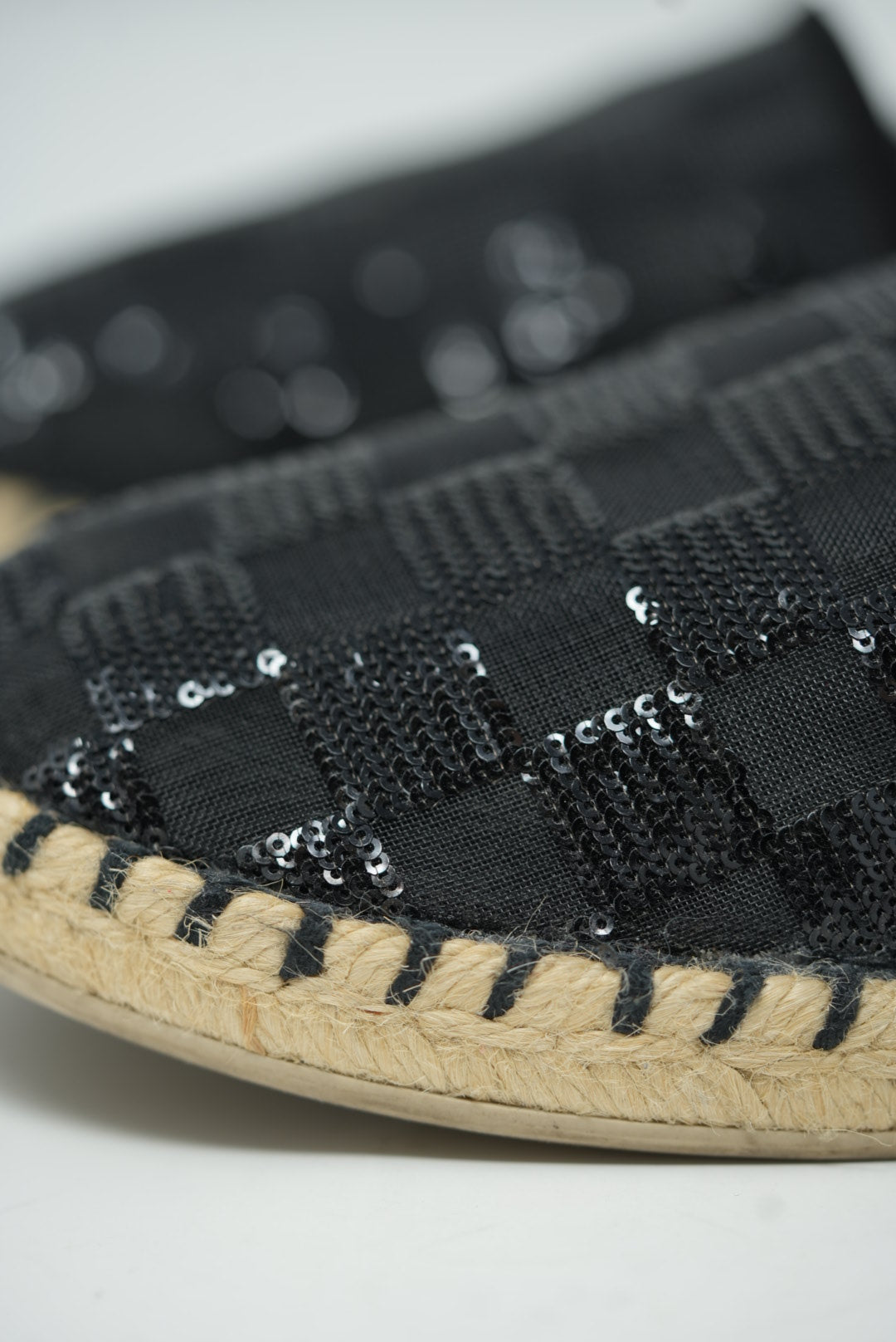 Louis Vuitton  Black Glitter Espadrilles Size 35.5