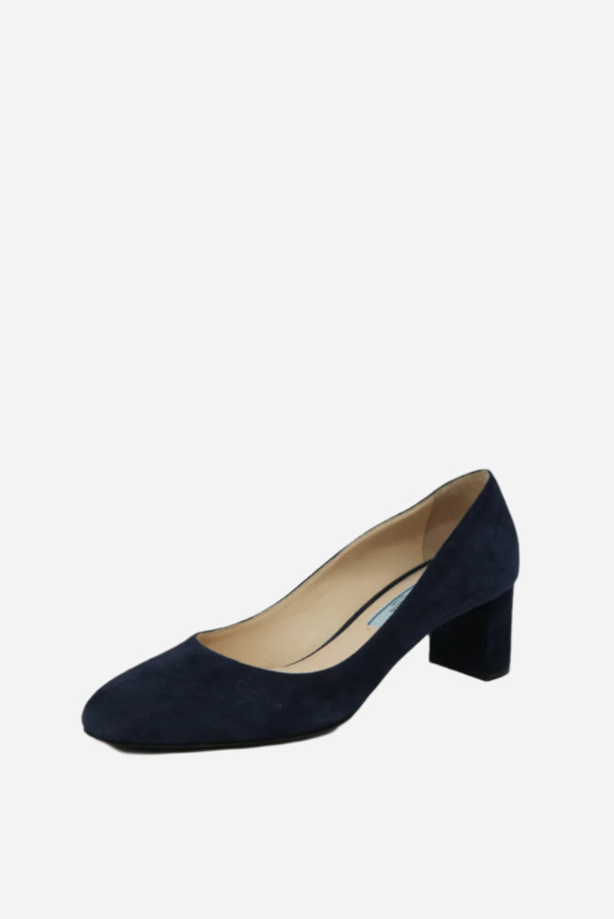 Prada Navy Blue Velvet Heels Size 35.5