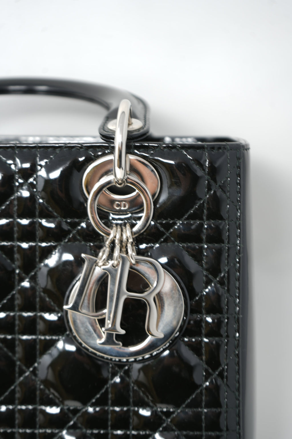 Christian Dior 2014 Black Patent Leather Medium Lady Dior Bag