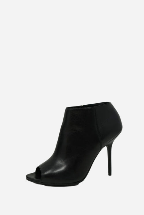 Burberry Leather Zip-Up Ankle Heeled Boots Size 36.5