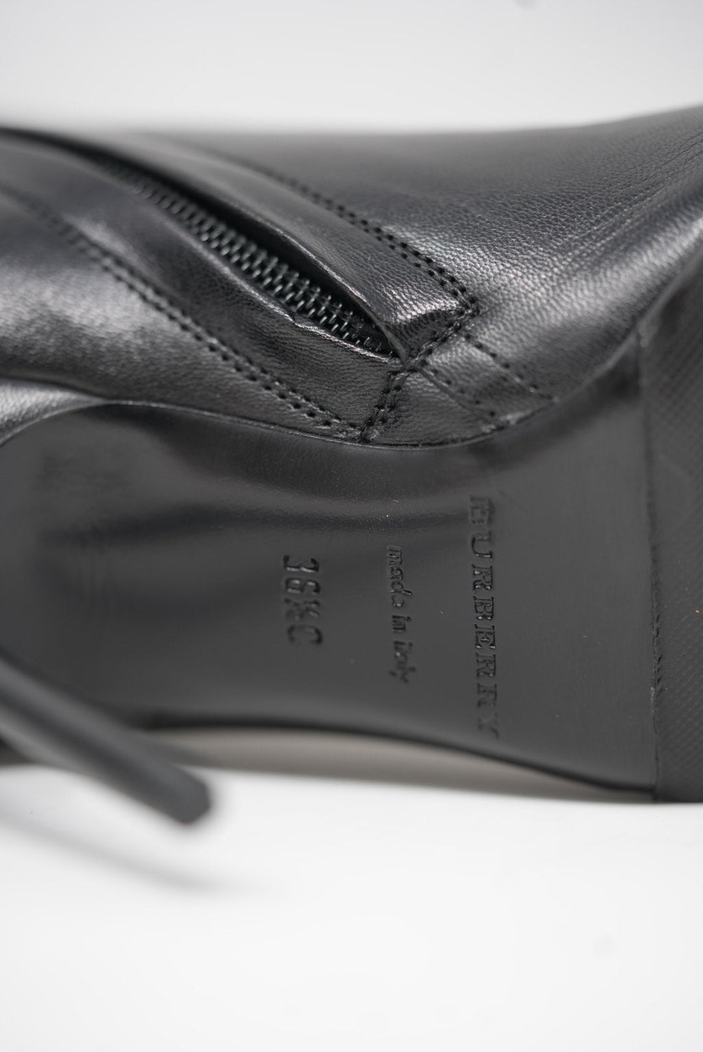 Burberry Leather Zip-Up Ankle Heeled Boots Size 36.5