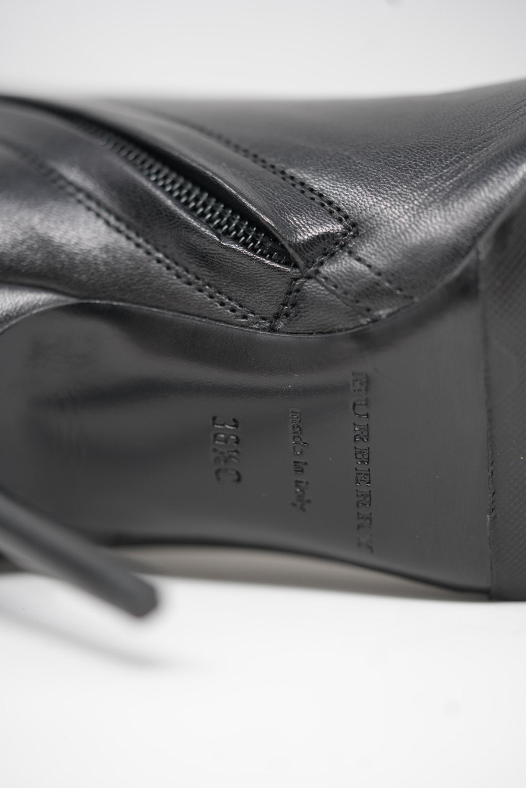 Burberry Leather Zip-Up Ankle Heeled Boots Size 36.5