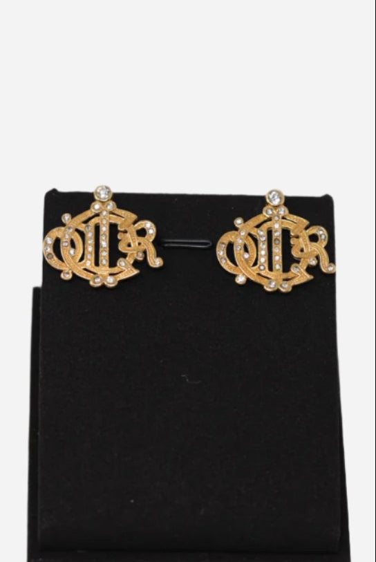 Christian Dior Vintage Pumpkin Rhinestone Earrings