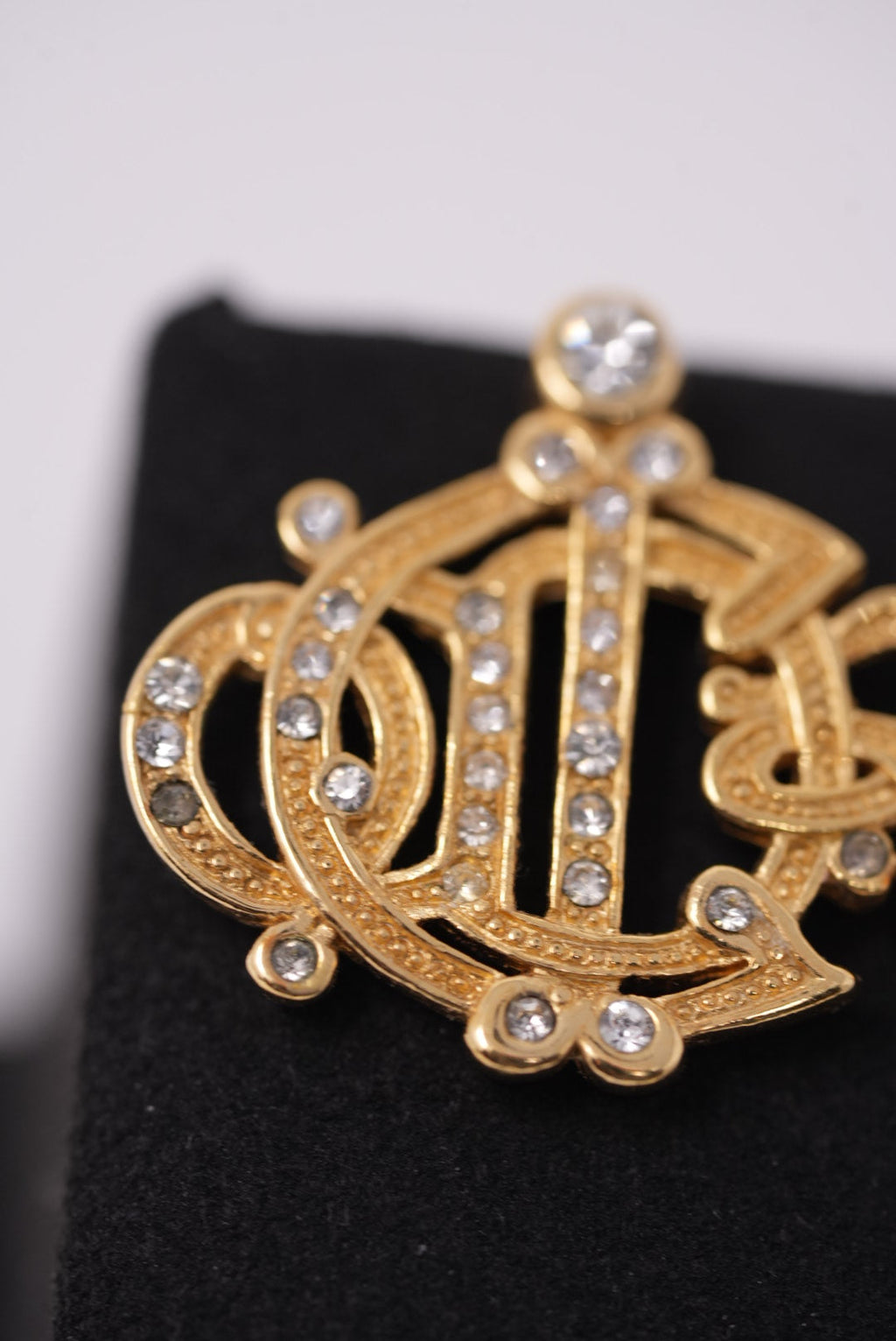 Christian Dior Vintage Pumpkin Rhinestone Earrings