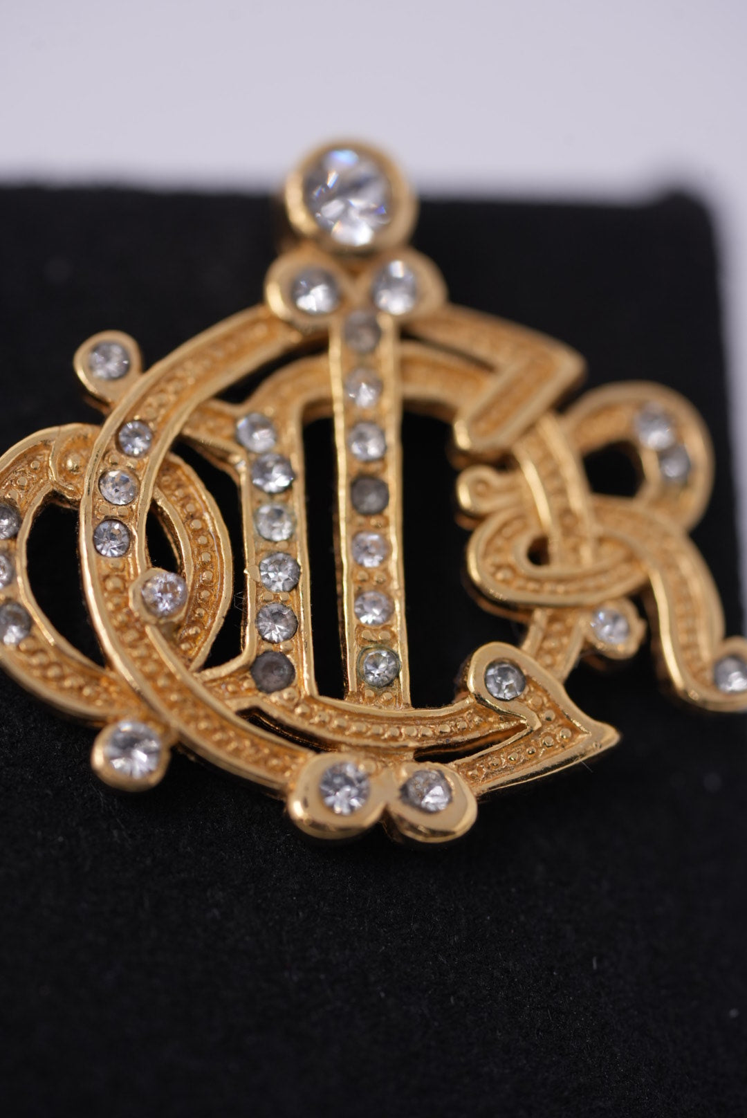 Christian Dior Vintage Pumpkin Rhinestone Earrings
