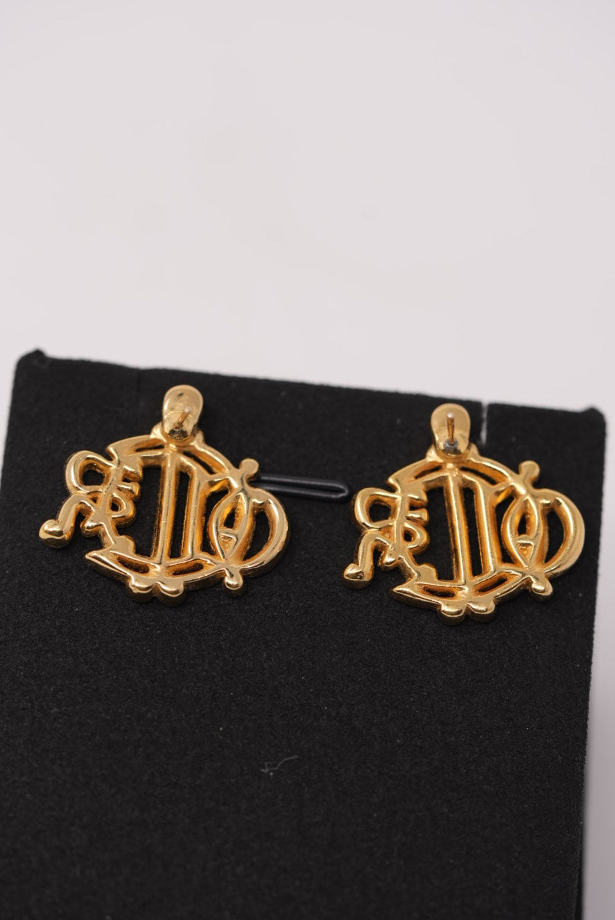 Christian Dior Vintage Pumpkin Rhinestone Earrings