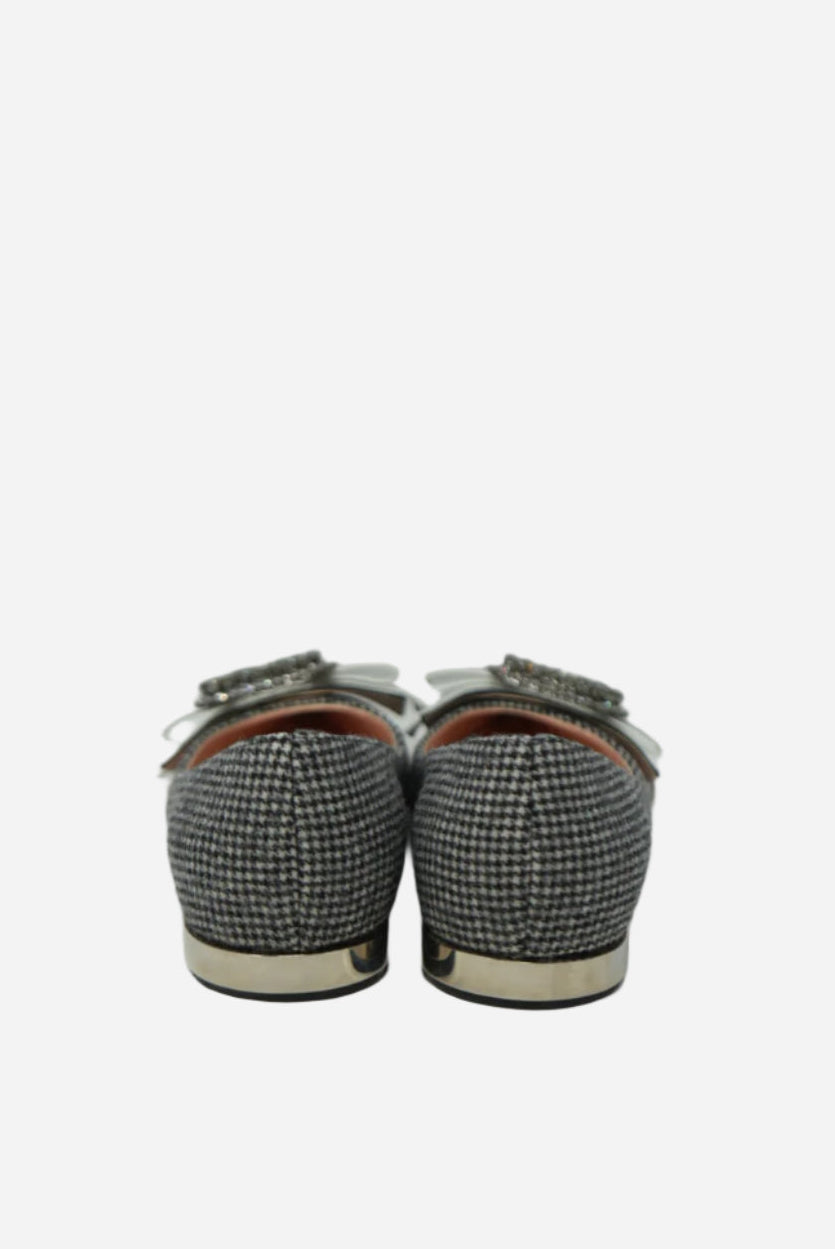 Rochas Houndstooth Crystal Flats Size 36