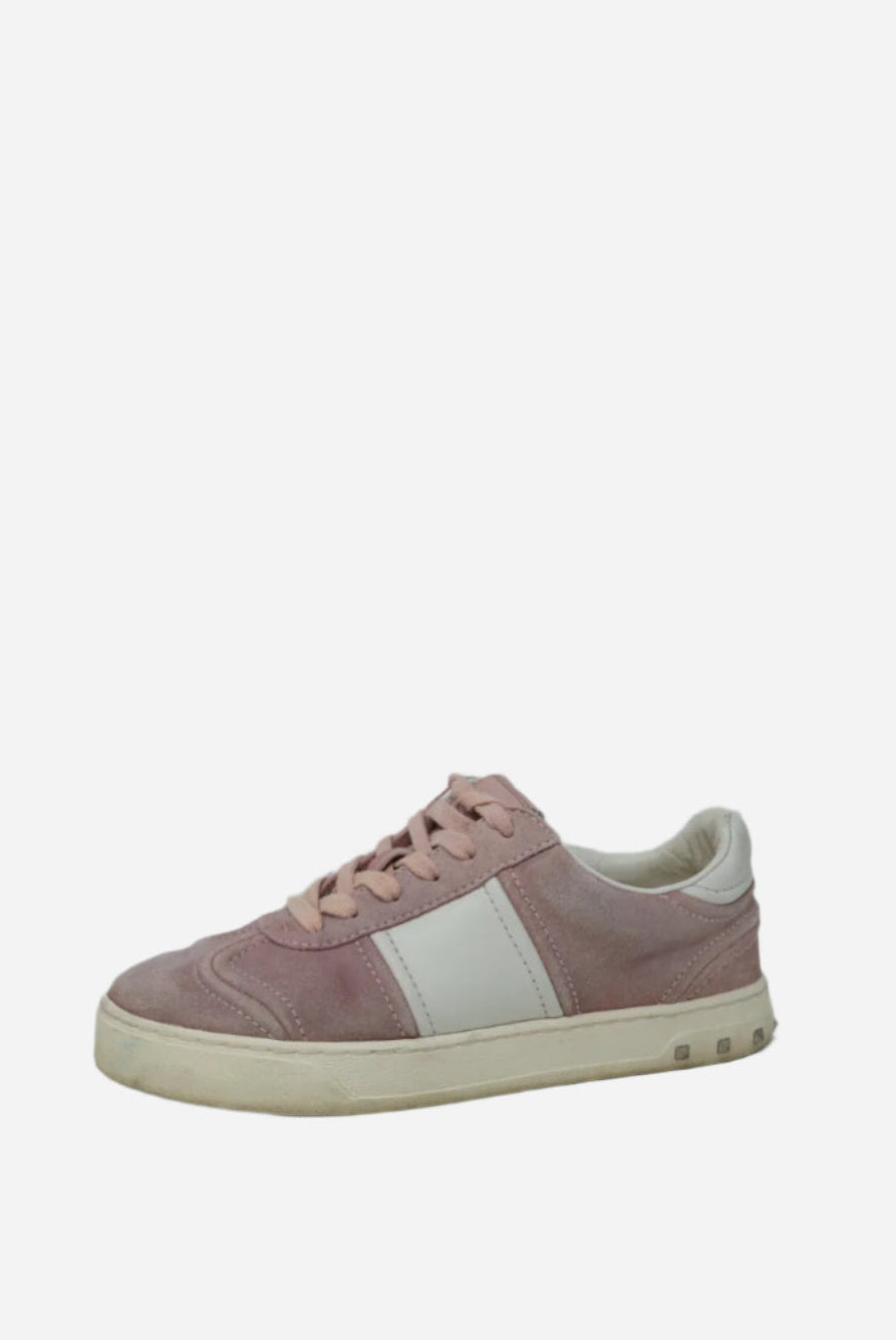 Valentino Pink/White Leather Suede Sneakers Size 35