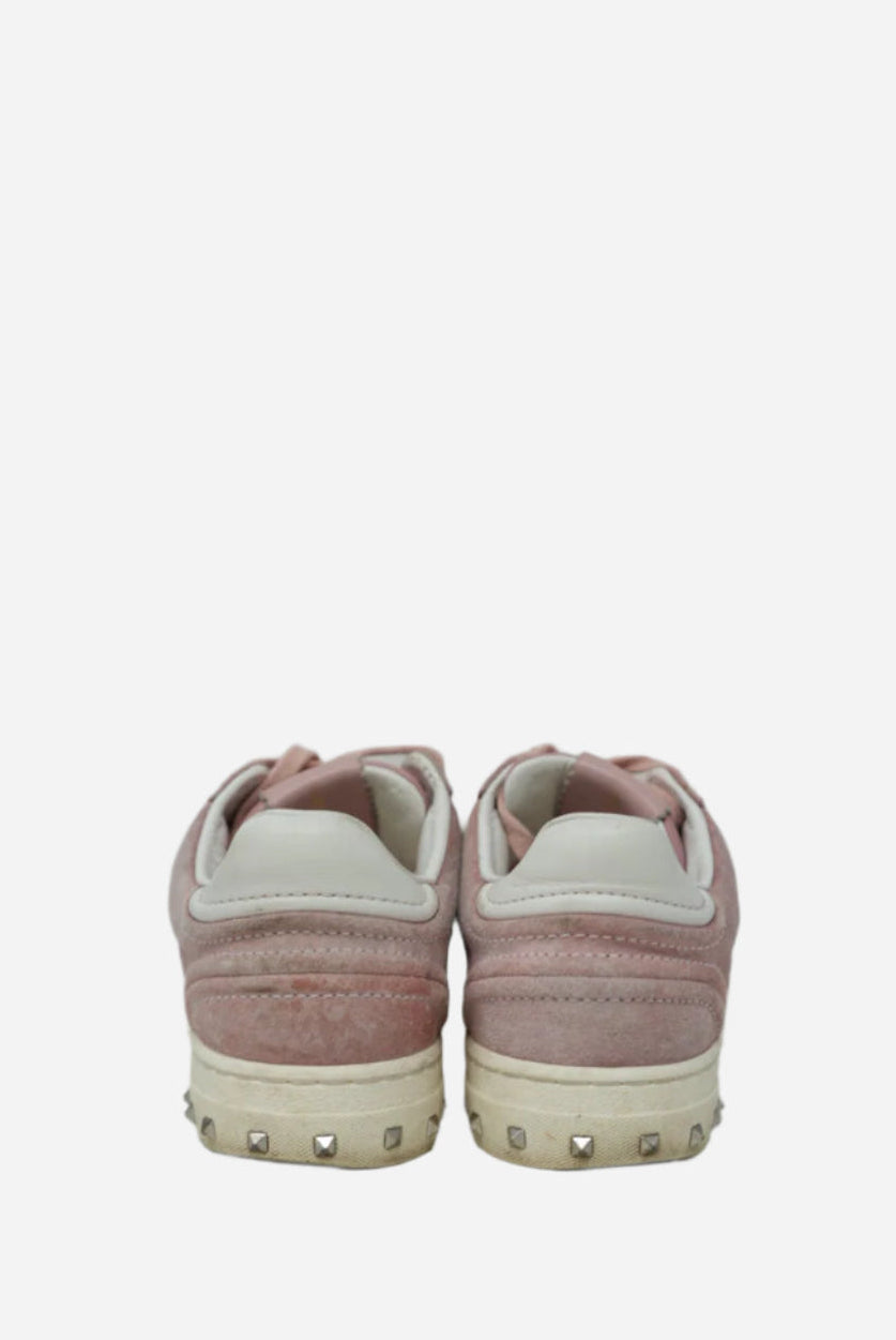 Valentino Pink/White Leather Suede Sneakers Size 35