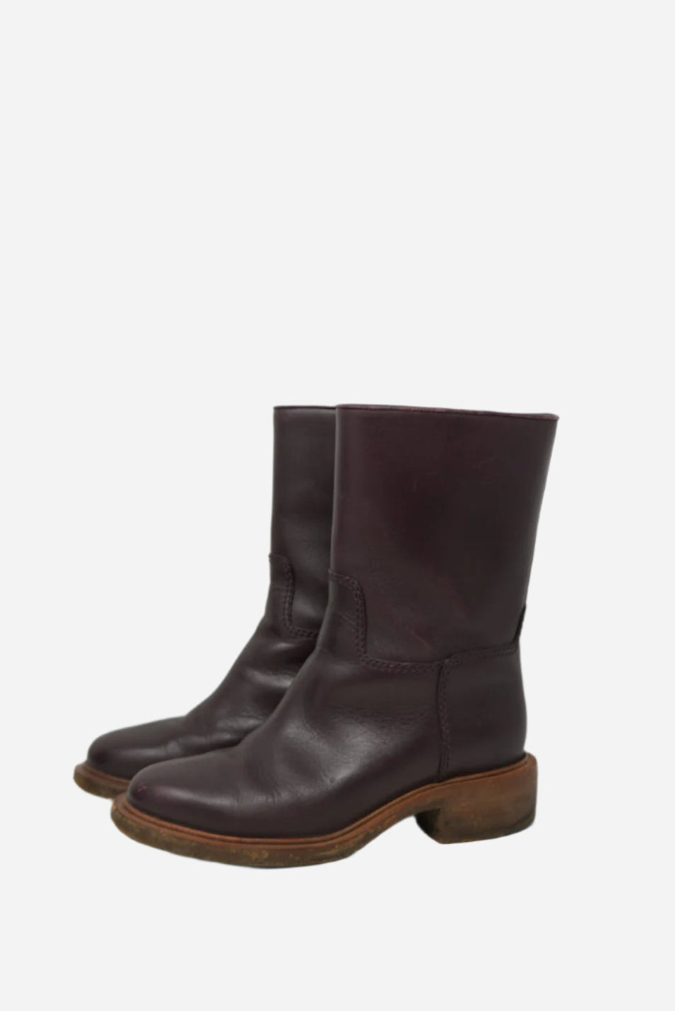 Pre-Owned Chanel Red Leather CC Logo Boots Size 36