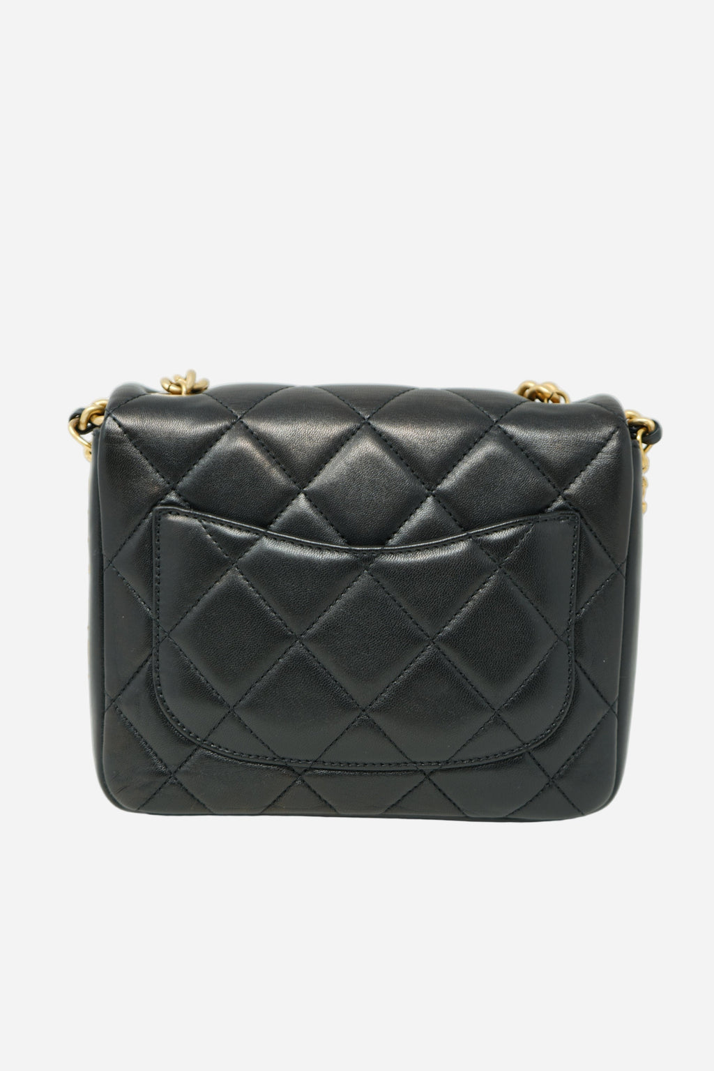 Pre-Owned Chanel Black Lambskin Chunky Chain Mini Flap Bag