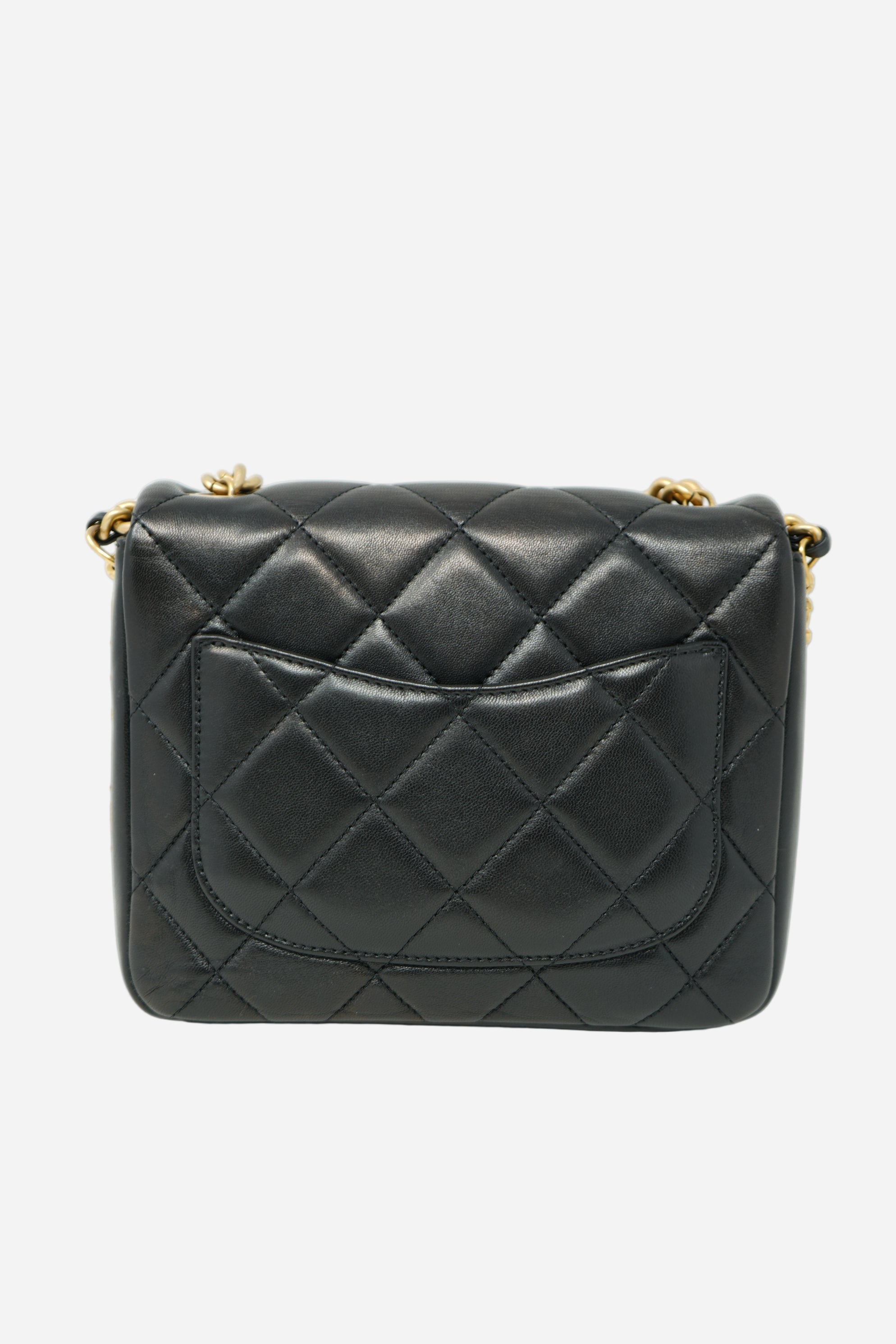 Pre-Owned Chanel Black Lambskin Chunky Chain Mini Flap Bag