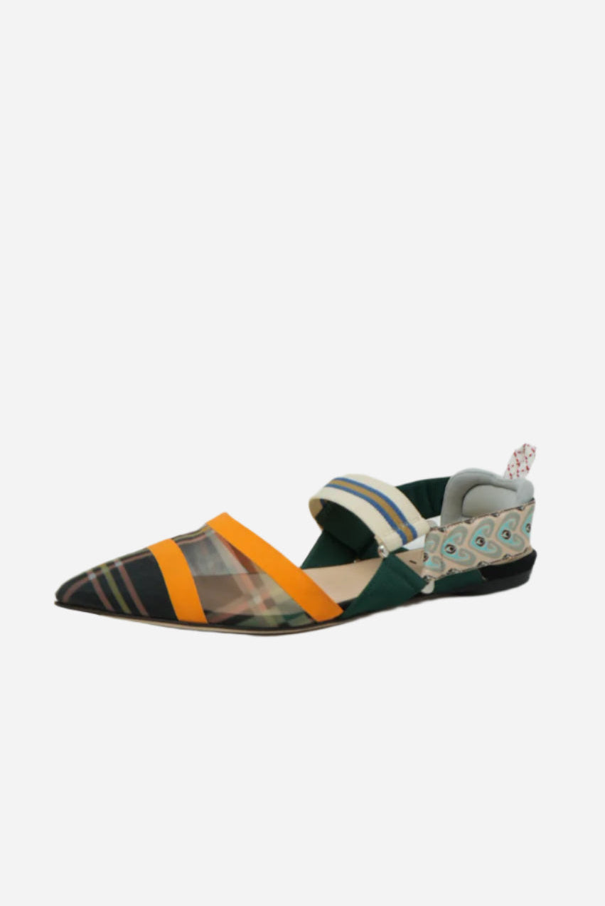 Fendi FF Multicolor Ballet Flats Slingback Size 35.5