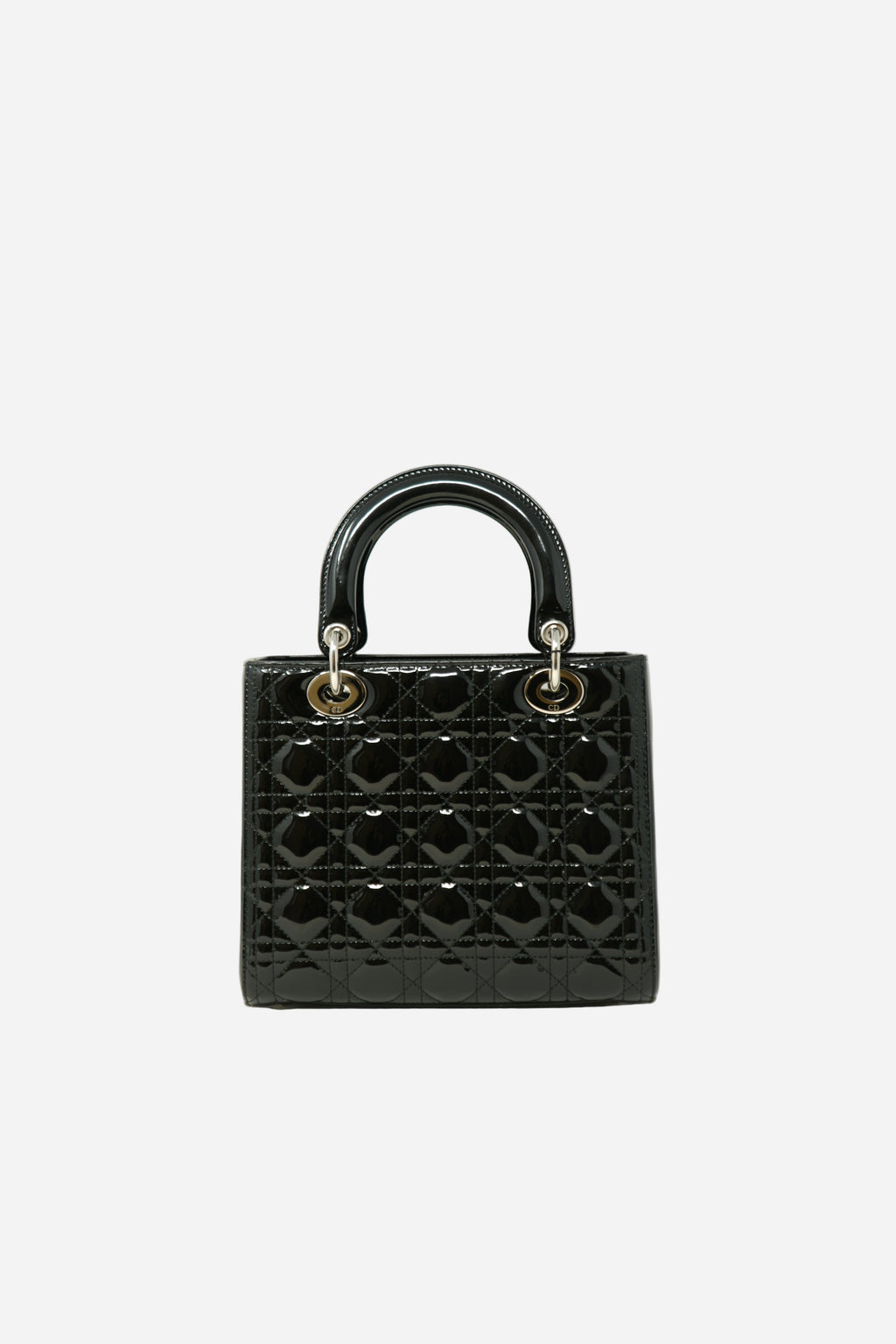 Christian Dior 2014 Black Patent Leather Medium Lady Dior Bag