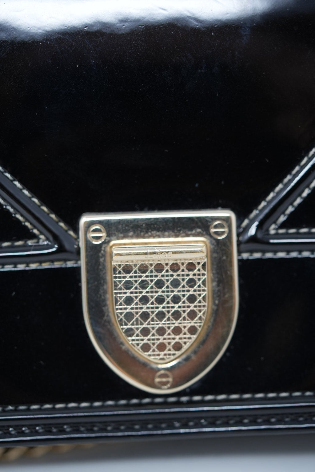 Dior 2015 Black Patent Diorama Chain Pouch