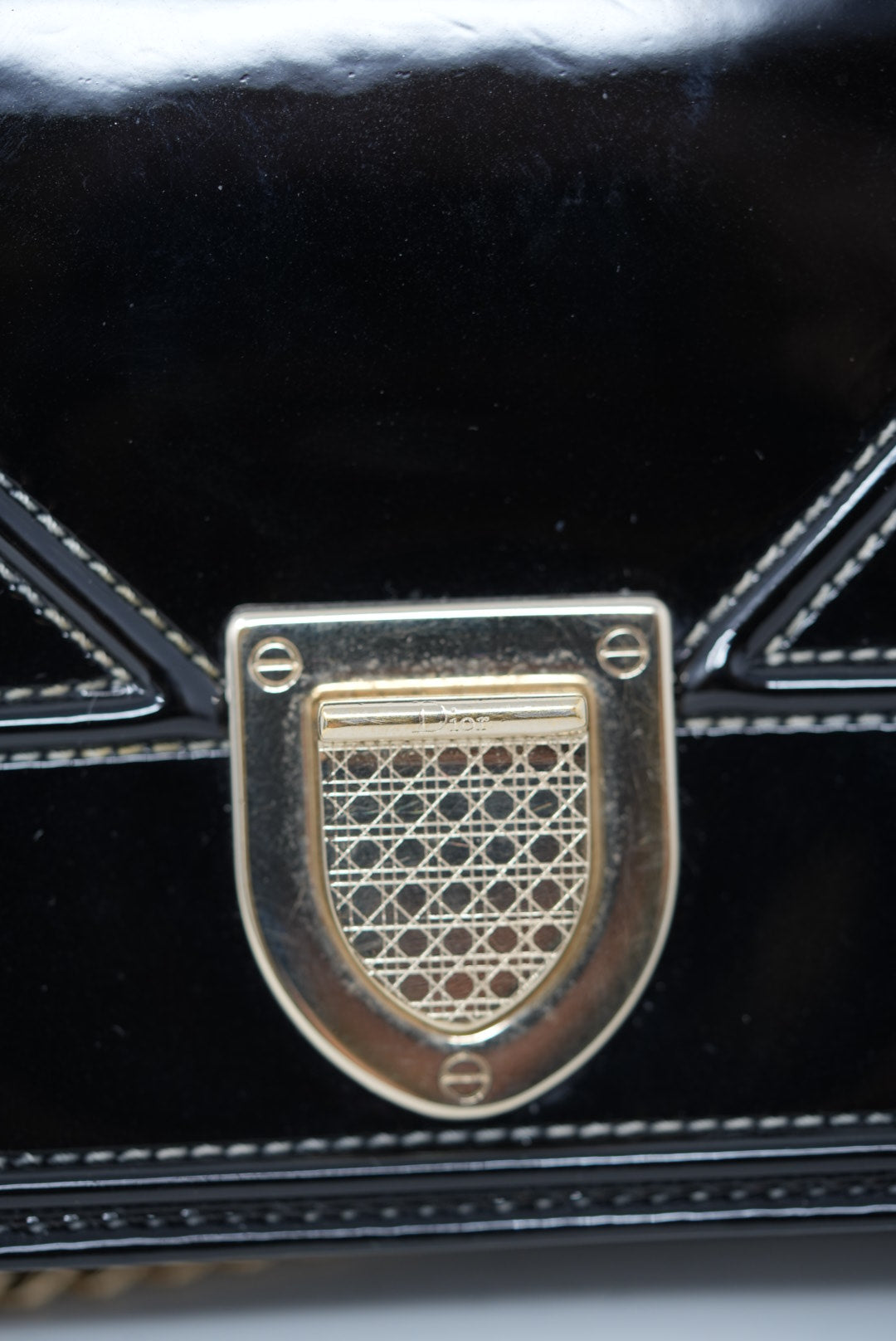 Dior 2015 Black Patent Diorama Chain Pouch