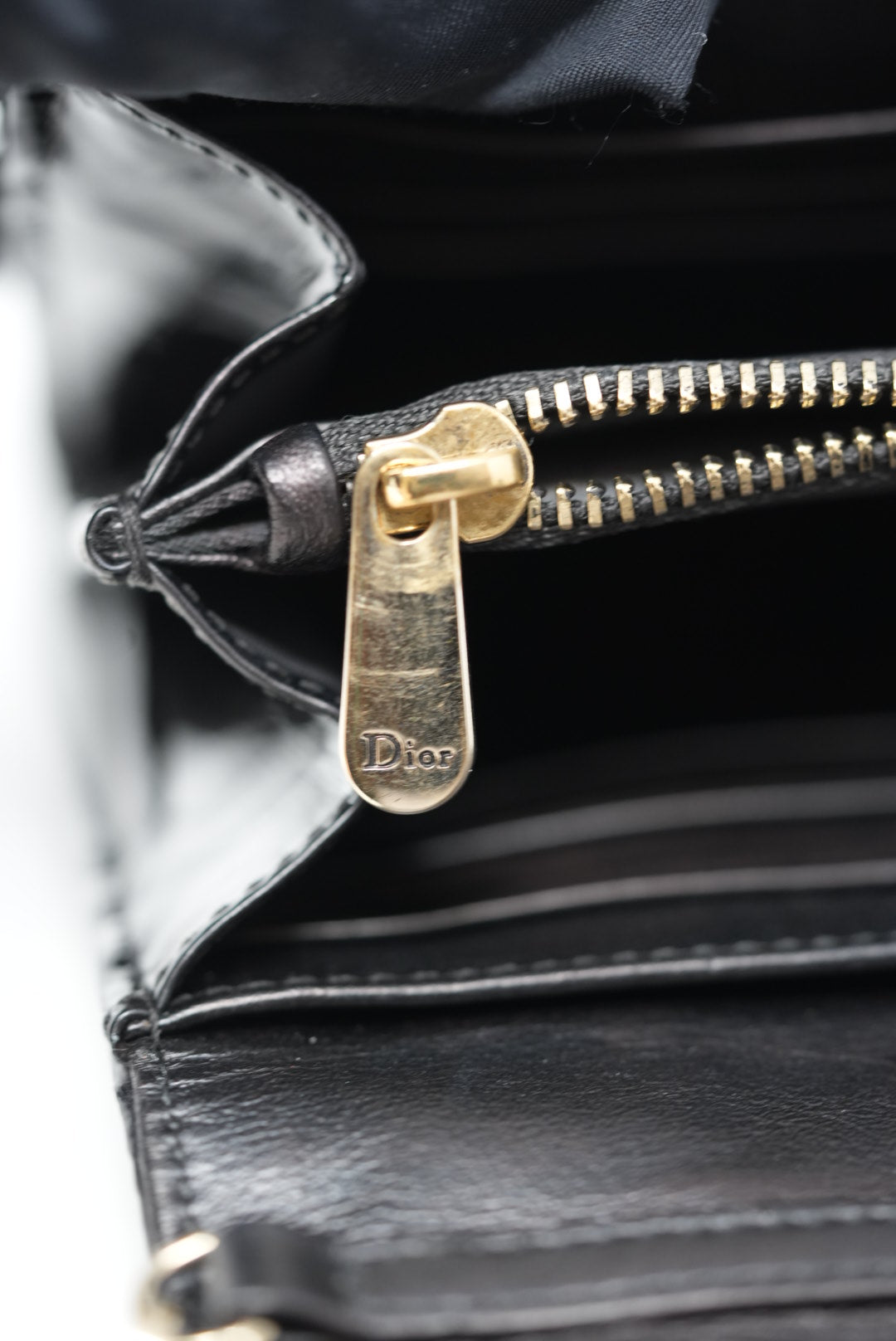 Dior 2015 Black Patent Diorama Chain Pouch
