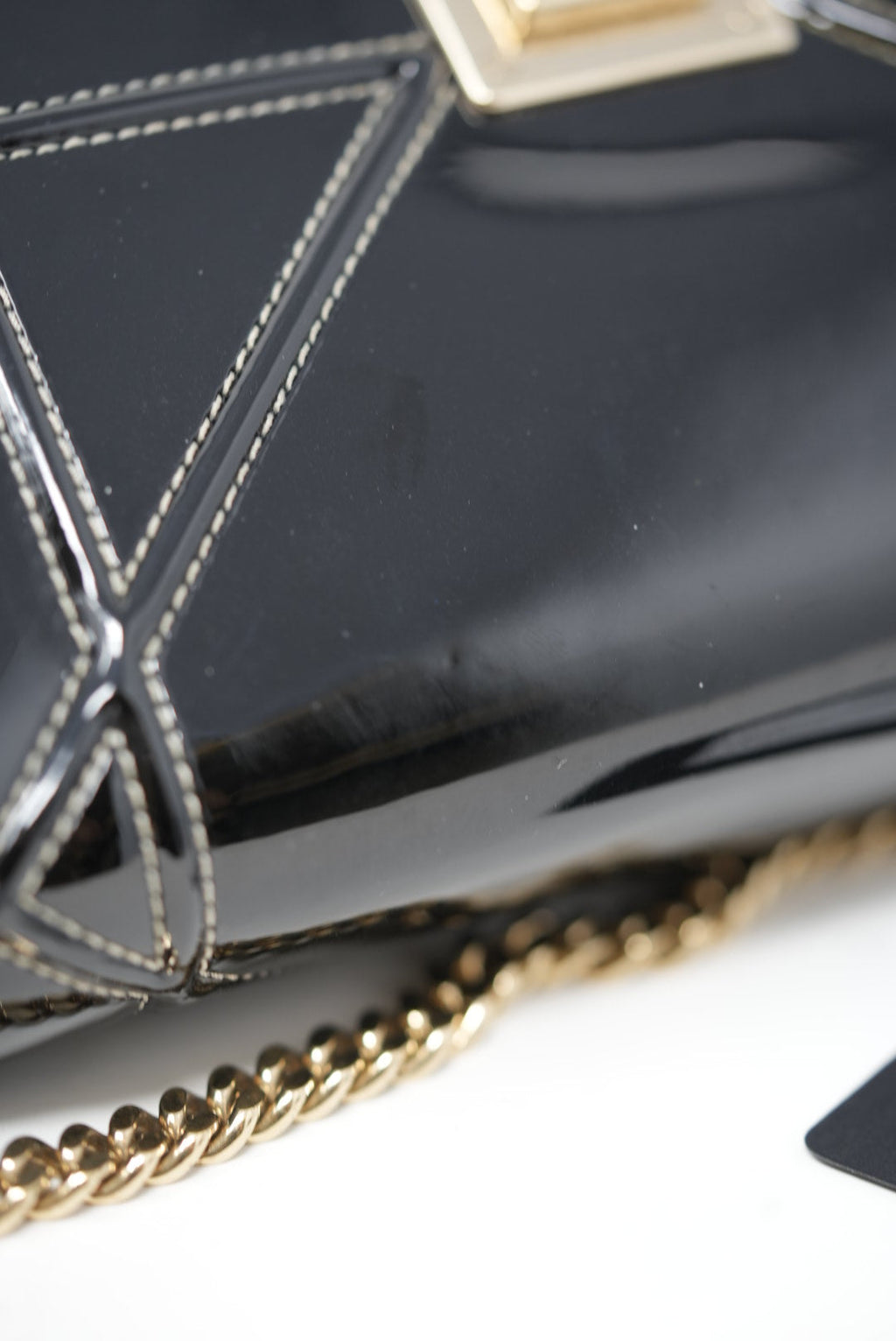 Dior 2015 Black Patent Diorama Chain Pouch