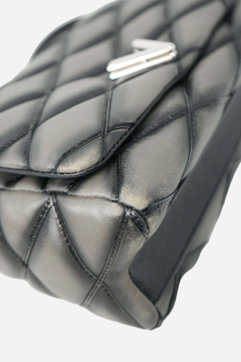 Louis Vuitton 2015 Grey Lambskin Malletage Shoulder Bag