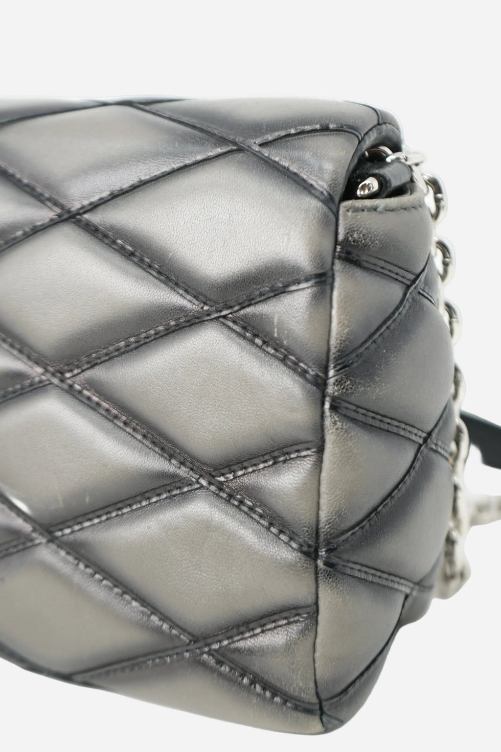 Louis Vuitton 2015 Grey Lambskin Malletage Shoulder Bag