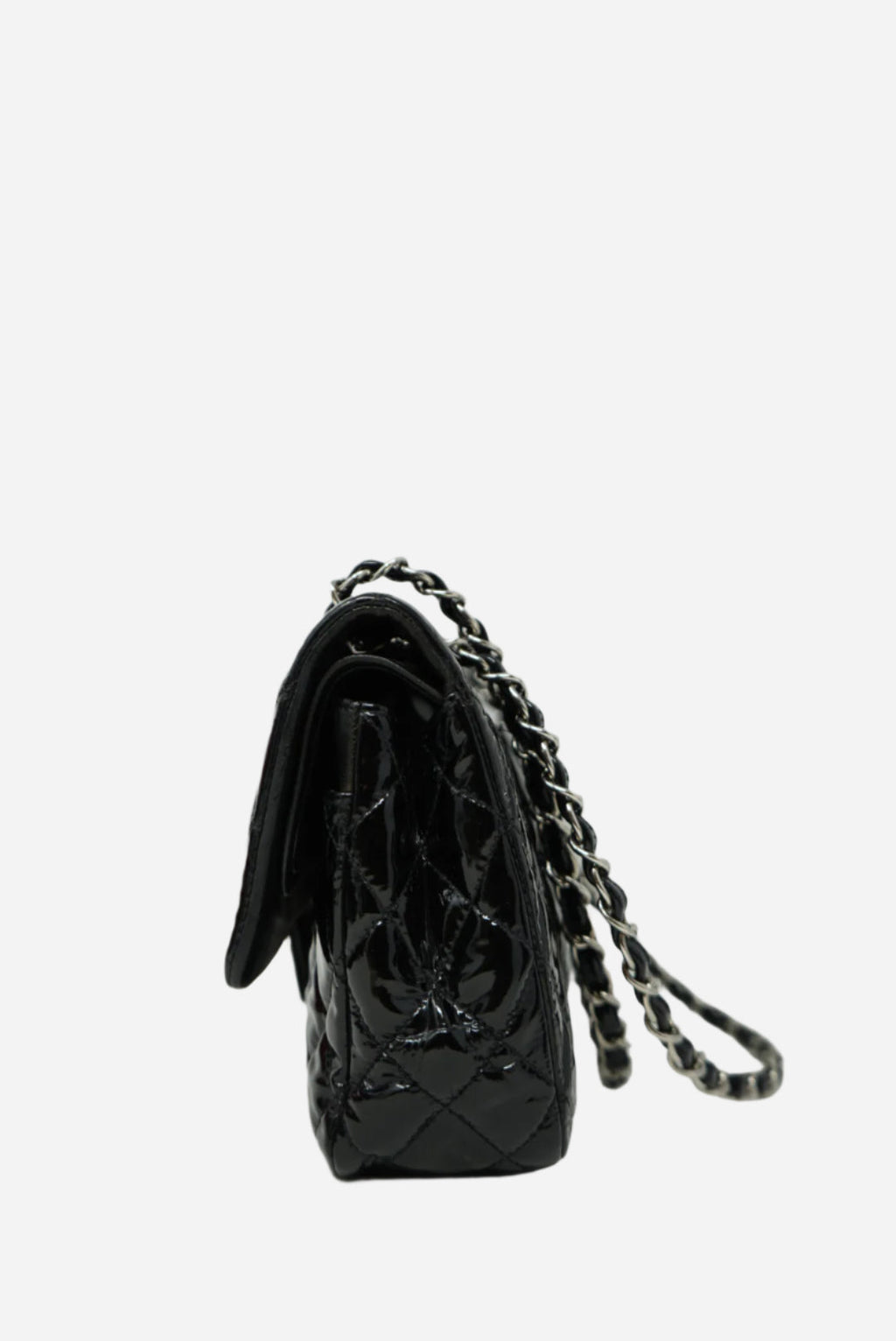 Pre-Owned Chanel Black Medium Patent Classic Double Flap Bag