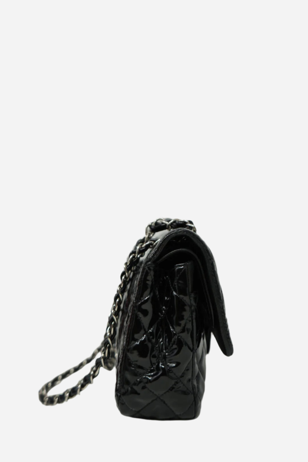 Pre-Owned Chanel Black Medium Patent Classic Double Flap Bag