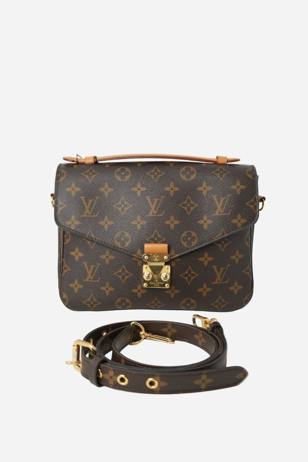 Louis Vuitton 2015 Brown Monogram Canvas Pochette Métis Top Handle Crossbody Bag