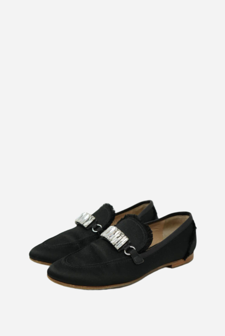 Giuseppe Zanotti Black Satin Crystal Loafer Size 35