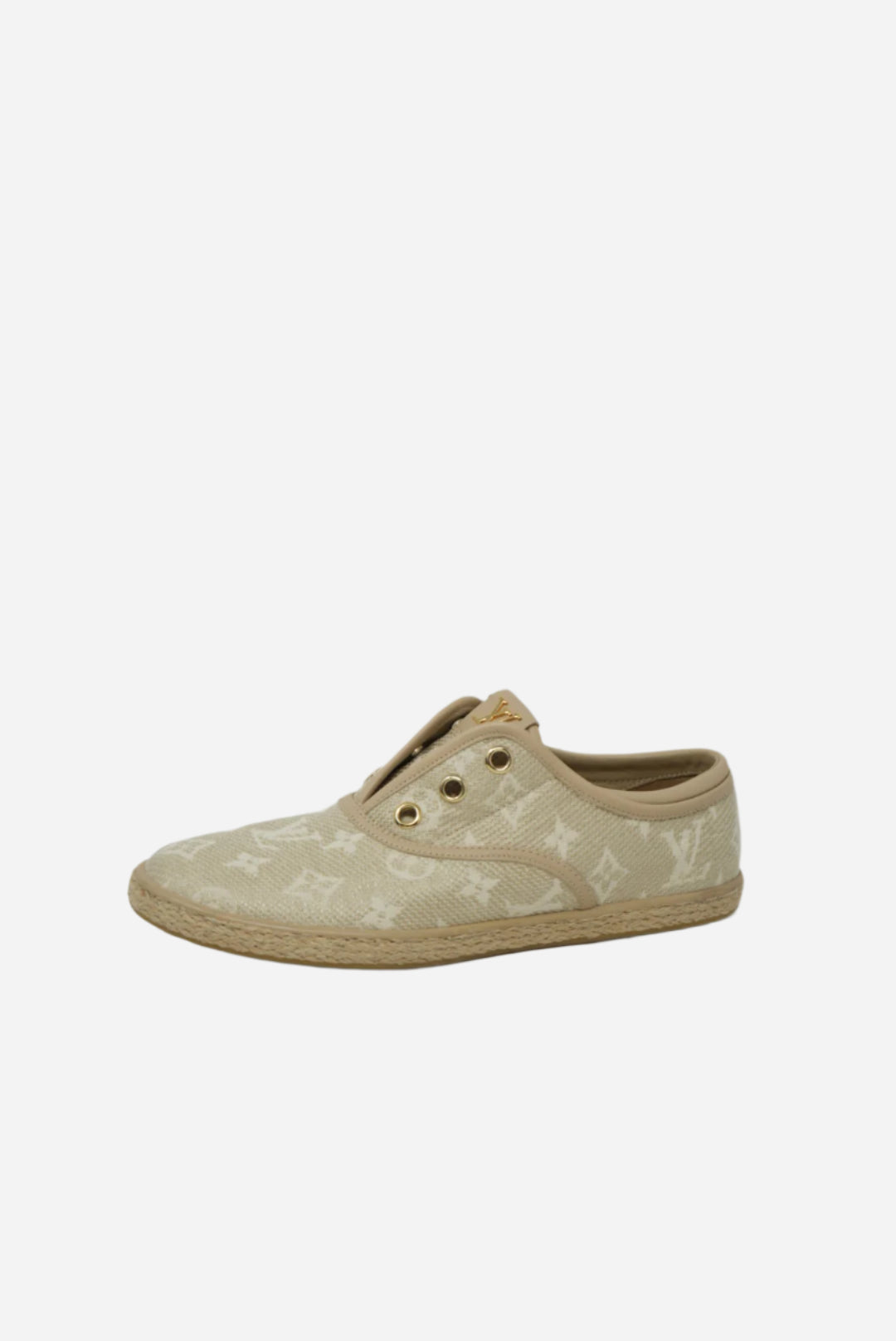 Louis Vuitton Beige Monogram Canvas Laceless Sneaker Size 37