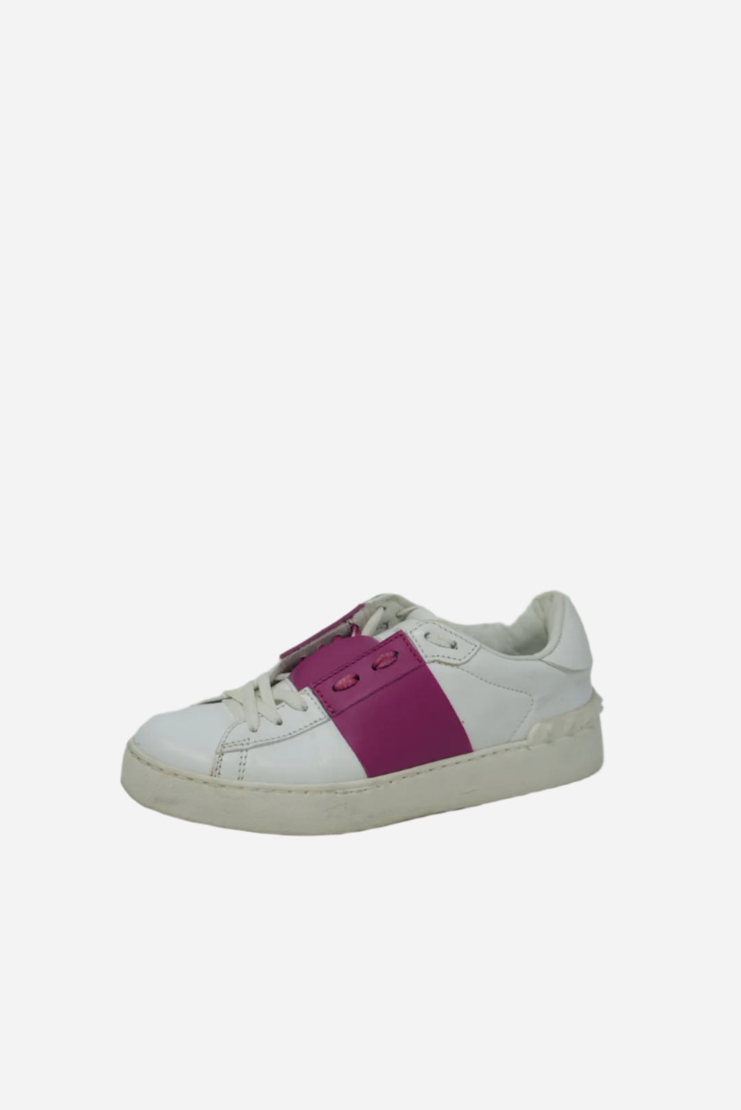 Valentino White/Pink Calfskin open Sneaker Size 37